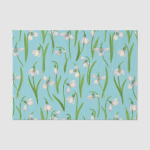 Snowdrops on pool blue tissue paper