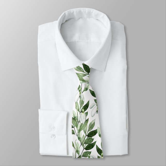Snowdrops Pattern  Tie (Tied)