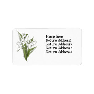 Snowdrops return address label. Editable text Label