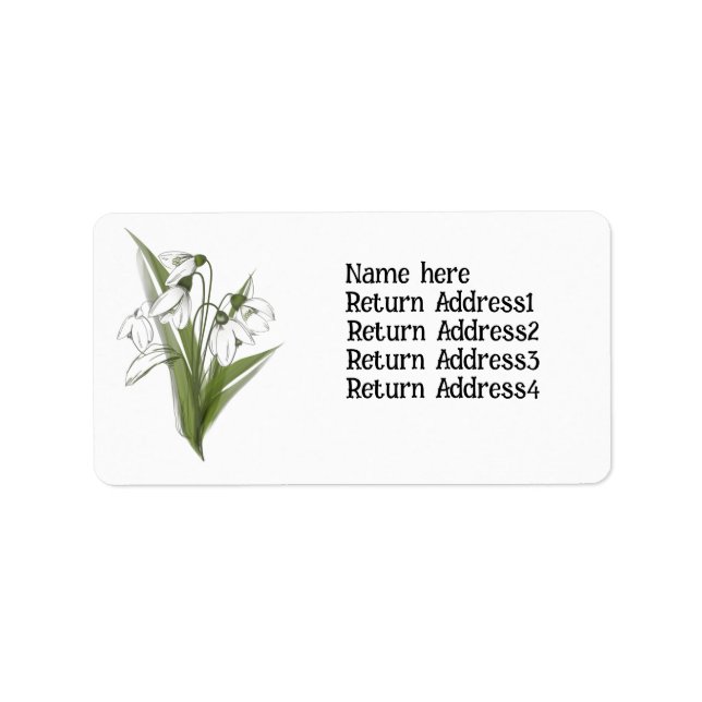 Snowdrops return address label. Editable text Label (Front)