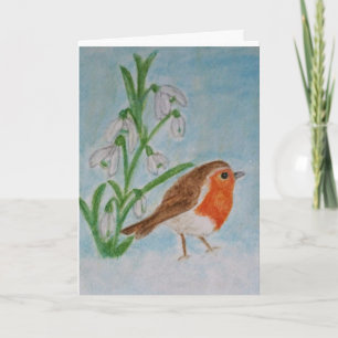 Snowdrops Robin greetings card