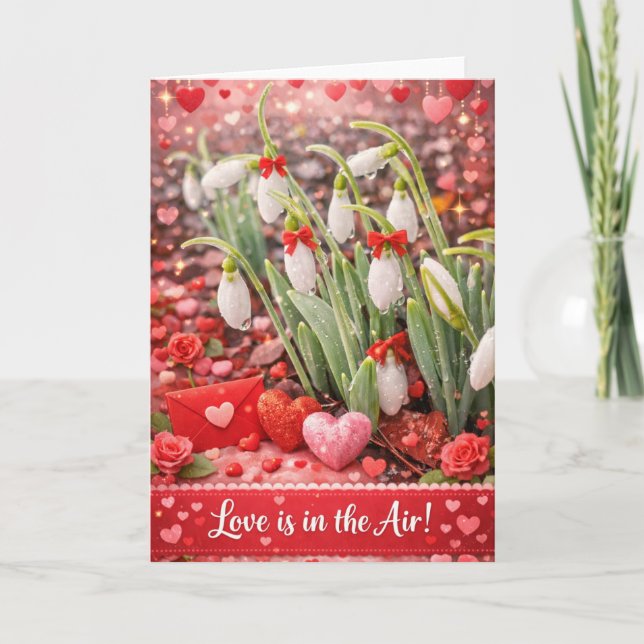 Snowdrops Romantic Valentine's Day Card (Front)