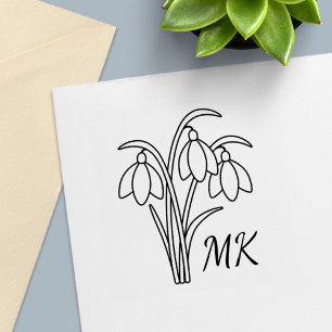 Snowdrops Spring Flowers Monogram Initials Self-inking Stamp