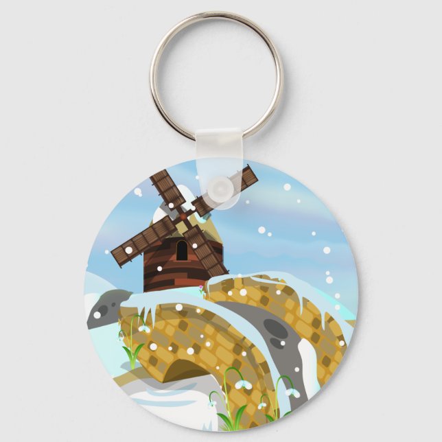 Snowdrops windmill keychain (Front)