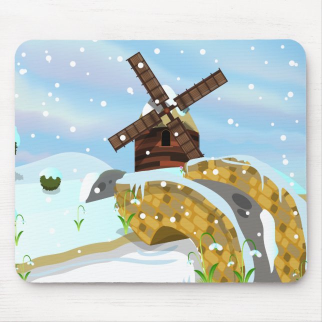 Snowdrops windmill mouse pad (Front)