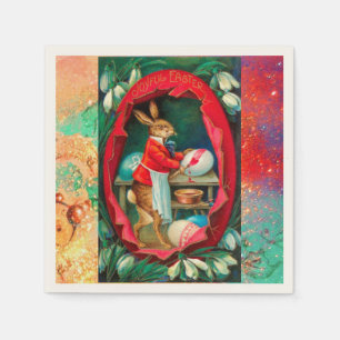 SNOWDROPS WITH RABBIT PAINTING EASTER EGGS NAPKIN