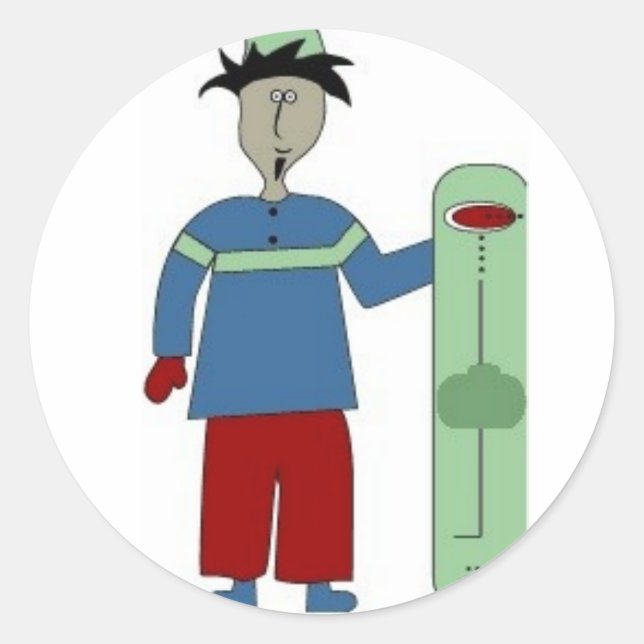 snowdude classic round sticker (Front)