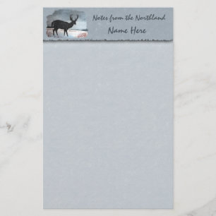 Snowdusted Deer Faux Parchment Stationery