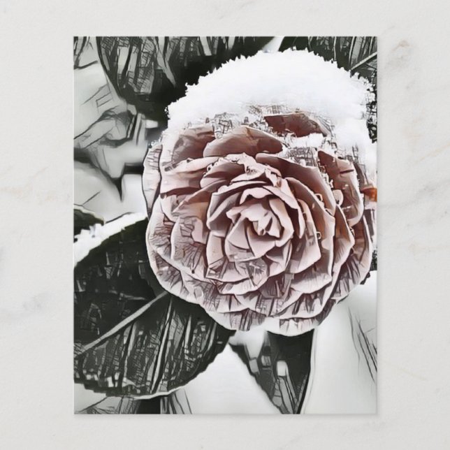 Snowed Frozen Rose Drawing Paper Sheet (Front)