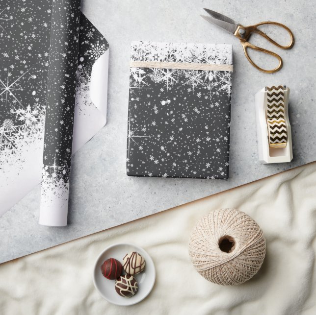 Snowfall and Snow Borders Christmas ID728 Wrapping Paper (Crafts)