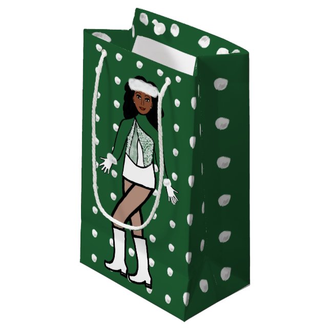 Snowfall Dancer Green Small Gift Bag (Front Angled)