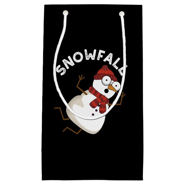 Snowfall Funny Snow Pun Dark BG Small Gift Bag (Front)