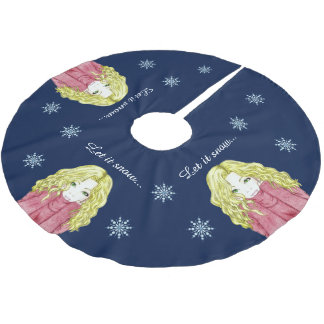 Snowfall Girl Christmas Tree Skirt