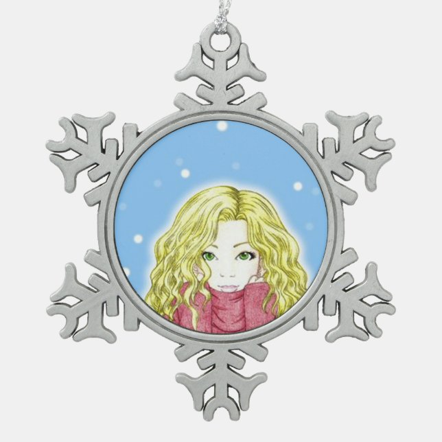Snowfall Girl Snowflake Ornament (Front)