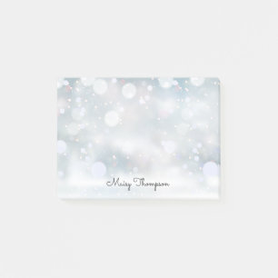 Snowfall Holidays Monogram Name Post-it Notes