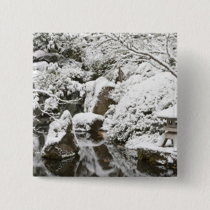Snowfall in Portland Japanese Garden, 2 2 Inch Square Button
