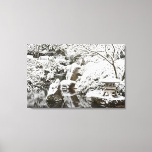 Snowfall in Portland Japanese Garden, 2 Canvas Print