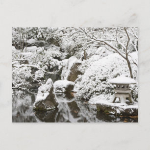 Snowfall in Portland Japanese Garden, 2 Postcard
