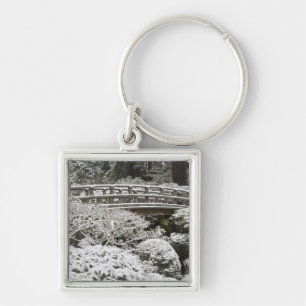 Snowfall in Portland Japanese Garden, Keychain