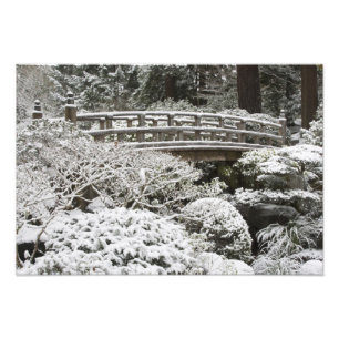 Snowfall in Portland Japanese Garden, Photo Print