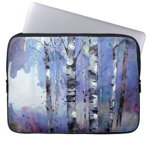 Snowfall in the Enchanted Birch Laptop Sleeve