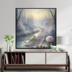 Snowfall Magical Landscape Art Tranquil Winter Poster