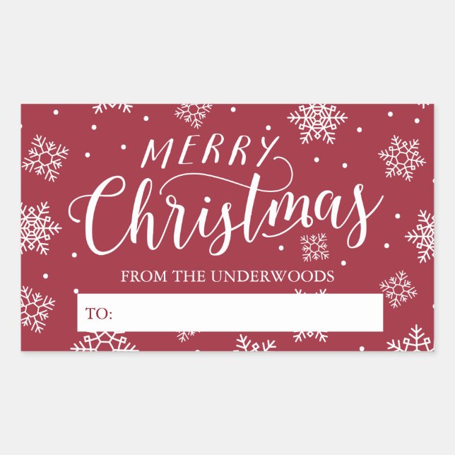Snowfall Merry Christmas Personalized Gift Tag (Front)