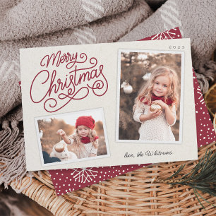 Snowfall Script 2 Photo Snapshot Holiday Card