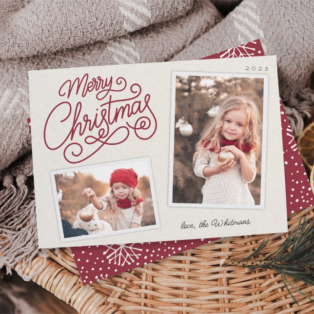 Snowfall Script 2 Photo Snapshot Holiday Card (Creator Uploaded)