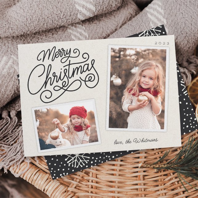 Snowfall Script 2 Photo Snapshot Holiday Card (Creator Uploaded)