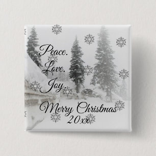 Snowfall Snowflakes Christmas black white sketch 2 Inch Square Button