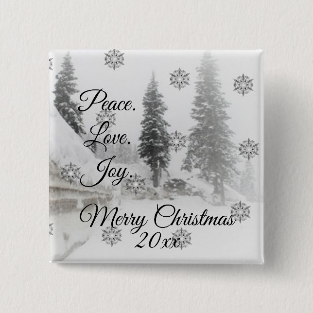 Snowfall Snowflakes Christmas black white sketch 2 Inch Square Button (Front)
