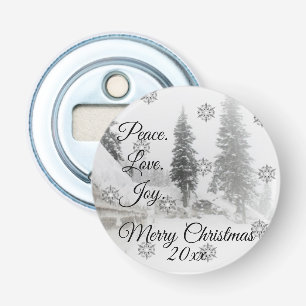 Snowfall Snowflakes Christmas black white sketch Bottle Opener