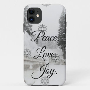 Snowfall Snowflakes Christmas black white sketch iPhone 11 Case