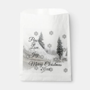 Snowfall Snowflakes Christmas black white sketch Favour Bag