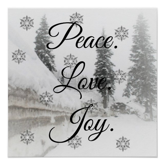 Snowfall Snowflakes Christmas black white sketch  Poster (Front)