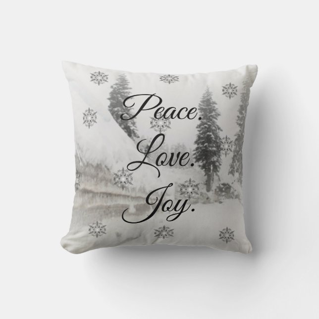 Snowfall Snowflakes Christmas black white sketch Throw Pillow (Front)