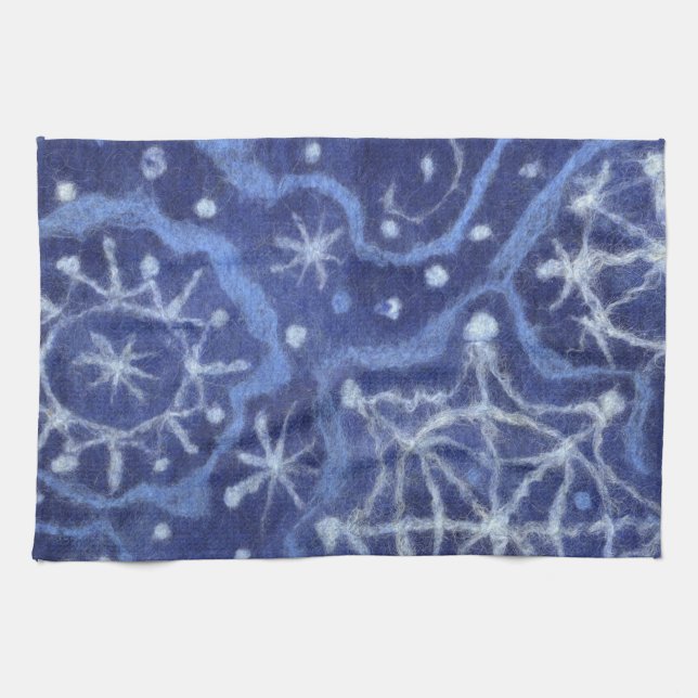 Snowfall Snowflakes Snow Flakes Flurry New Year Kitchen Towel (Horizontal)