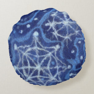 Snowfall Snowflakes Snow Flakes Flurry New Year Round Pillow