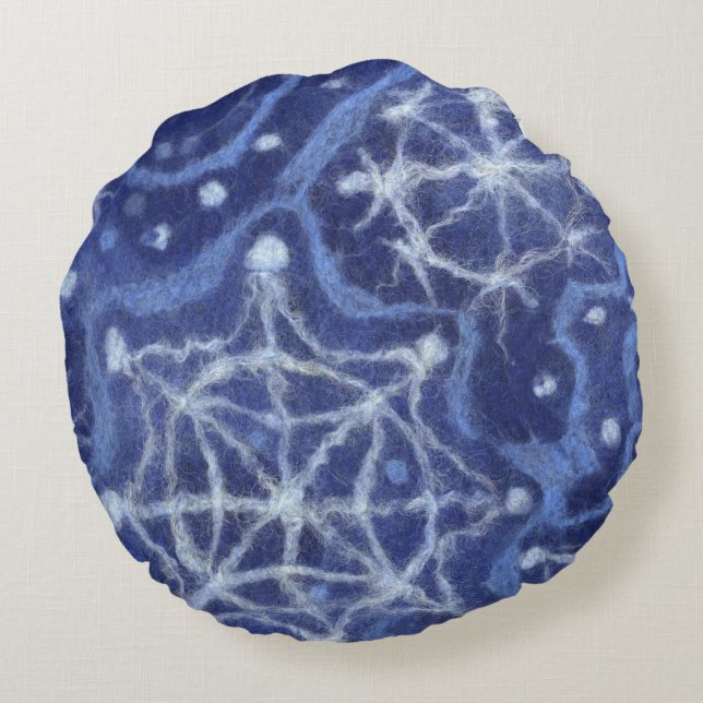 Snowfall Snowflakes Snow Flakes Flurry New Year Round Pillow (Back)