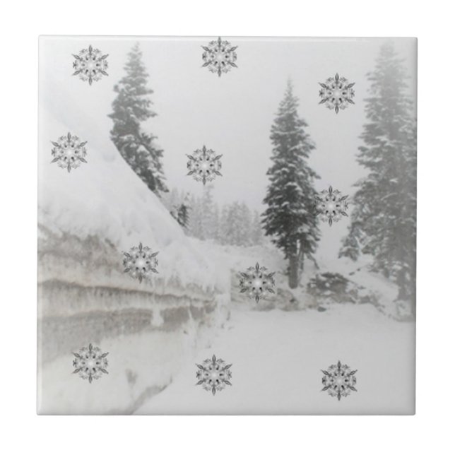 Snowfall snowflakes winter christmas tile (Front)