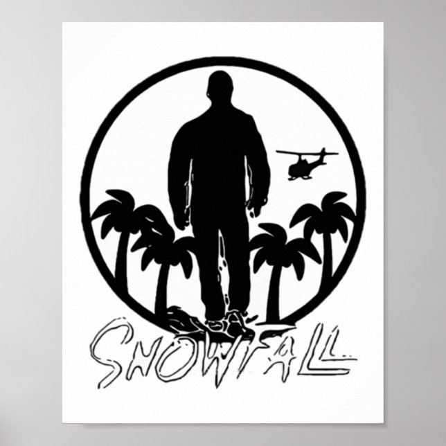 Snowfall Sunset Chopper Black White Sticker  Poster (Front)