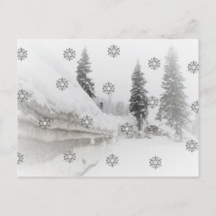 Snowfall winter christmas holiday postcard