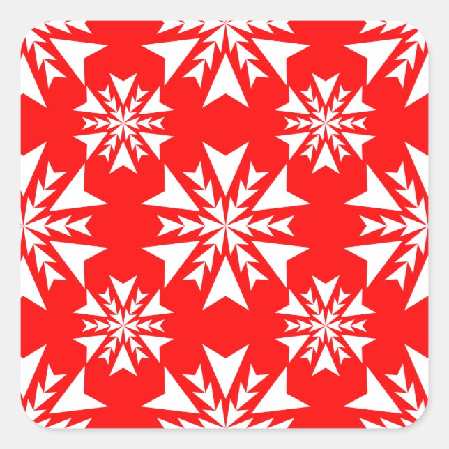 Snowflake 13 Red Square Sticker (Front)