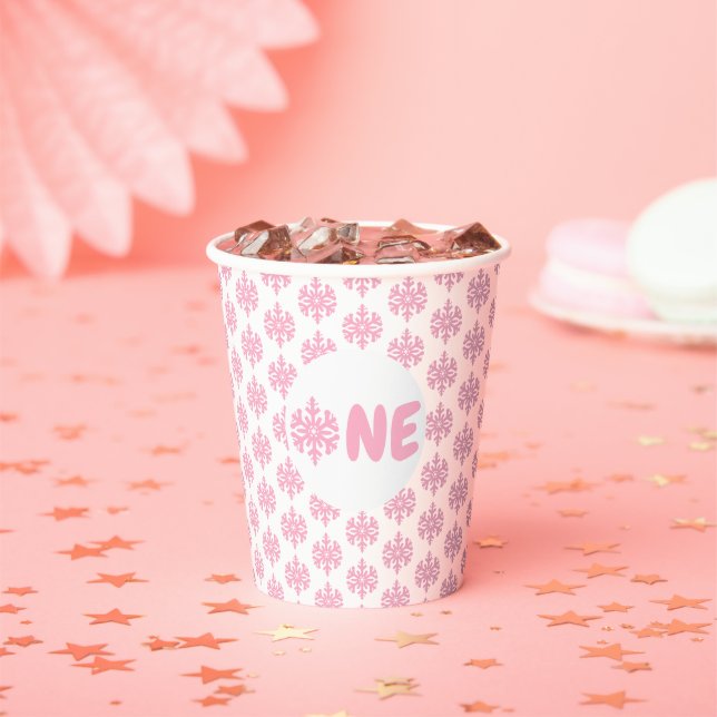 Snowflake 1st Birthday Paper Cups (Insitu)