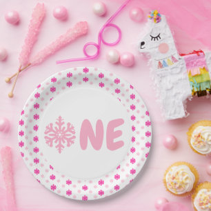 Snowflake 1st Birthday Paper Plate