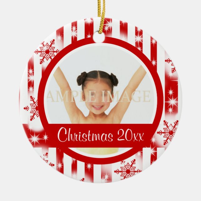 Snowflake 2 photo personalize ceramic ornament (Front)