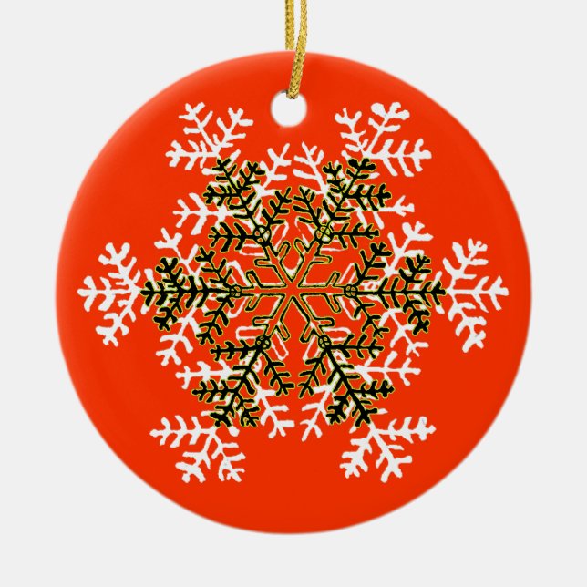 Snowflake 2 White Transp The MUSEUM Zazzle Gift... Ceramic Ornament (Front)
