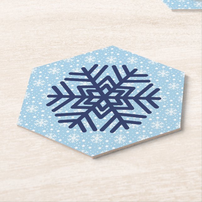 Snowflake Absorbent Christmas Paper Coaster (Angled)