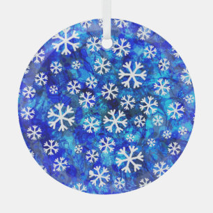 Snowflake Abstract: Vintage Seamless Pattern. Glass Ornament